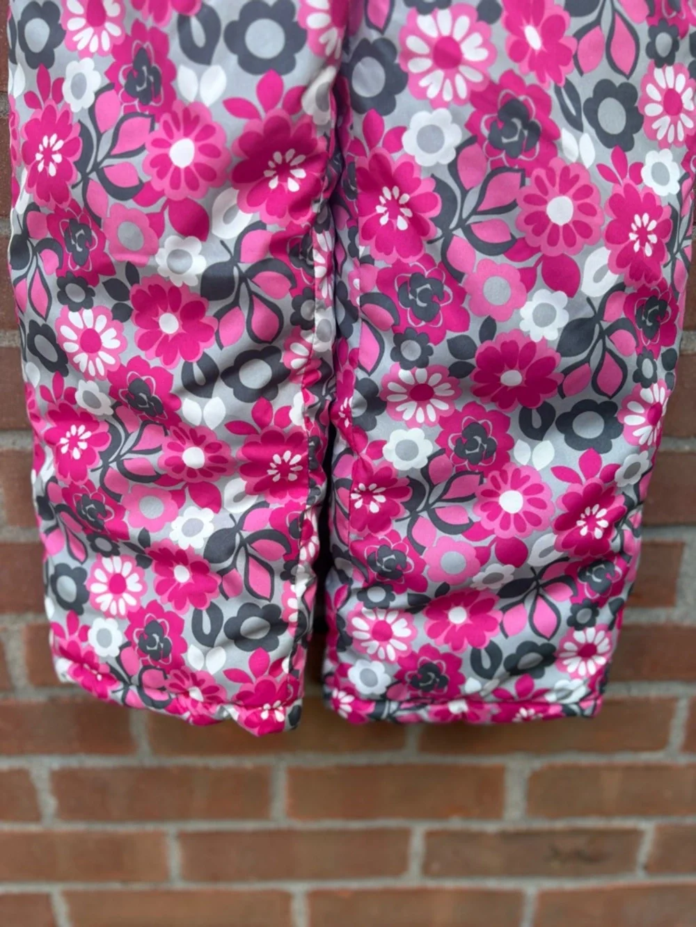 OshKosh Girls Snowpants Overalls Size 6X Pink Floral Quilted Winter Ski Play